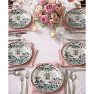 5 Kutani Yaki Ware Japanese Hand Painted  Floral 7.5” MCM Gold Trim Plates